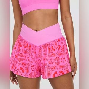 Offline Aerie Real Me Flowy Shorts Orange Pink Bandana